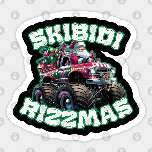 Skibidi Rizzmas Monster Truck Sticker by Creatifly Graphic Tees